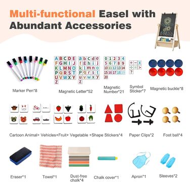 Дитяча мольберт Kinderstaffelei з двома сторонами, металева конструкція, регульована висота, обертається на 360°, дошка для малювання та письма з літерами та цифрами (жовтий)