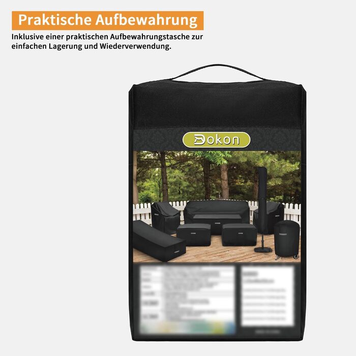 Чохол для парасольки/маркетки Dokon, діаметр до 400 см, водонепроникний, зимовий, UV-стійкий, чорний