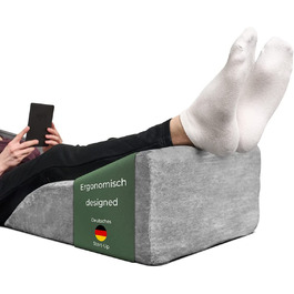 Подушка для ніг та колін: ергономічна підставка для підняття ніг, сіра. Ідеальна для лікування вен, лімфодренажу та підтримки ніг та колін