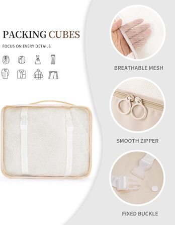 Набір органайзерів для подорожей Anjing (11 предметів), водонепроникні пакувальні куби для валізи, навігаційні органайзери для одягу, темно-синій/бежевий