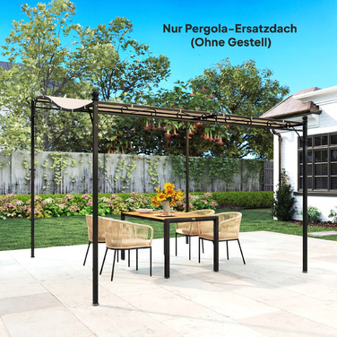 Замінний дах для перголи, сонцезахисний тент для навісу тераси, замінна тканина даху для павільйону 3 x 3 м, розміром 298x293 см, кремово-білий