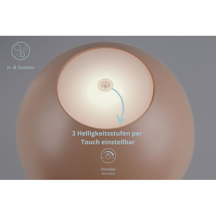 Бездротова лампа Роберта: LED-настільна лампа, нічник з регулюванням яскравості, USB-зарядка, 30 см, Кофе