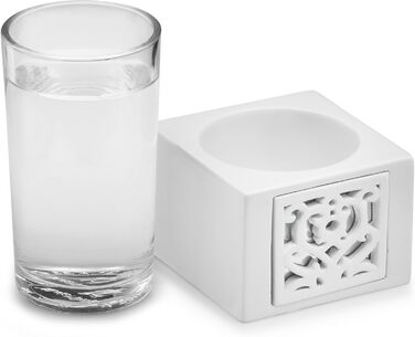 Набір аксесуарів для ванної кімнати Creative Scents – білий та сірий. 4 предмети: дозатор для мила, мильниця, тримач для зубних щіток, чашка.