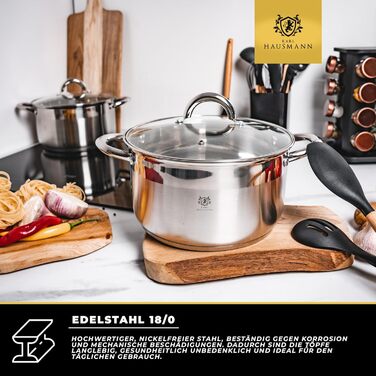 Нержавіюча каструля Karl Hausmann 6L з кришкою (26 см) - для всіх плит, включаючи індукційні