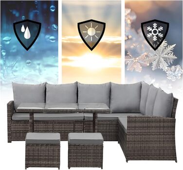 Кутовий диван садовий плетений SVITA Monroe коричневий для тераси та саду з поліротангу