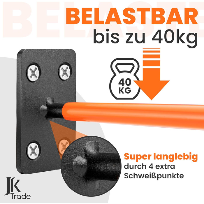 Набір кріплень для шин на стіну JK Trade® (4 шт.) з комплектом гвинтів та дюбелів. Захист для коліс, гачок для кріплення шин, садового інвентарю, легкосплавних дисків. Макс. навантаження 40 кг (Помаранчевий V1)