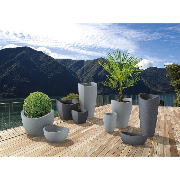 Ваза Scheurich Wave Globe High, чорно-гранітний колір, діаметр 29.8 см, висота 40 см, об'єм 6 л