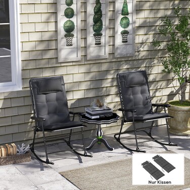 Набір з 2 подушок для шезлонга, водовідштовхувальні, розміром 50x116x5 см, темно-сірого кольору. Підходить для садових шезлонгів.