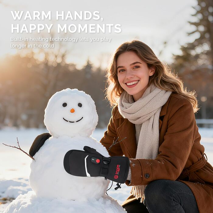 Обогревні рукавиці SAVIOR HEAT для чоловіків та жінок, акумуляторні, для катання на лижах, сноуборді, мотоциклі, туризмі (XXL, чорний)