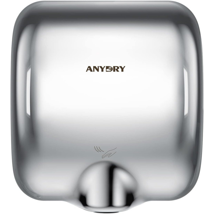 Anydry 2800 Klassisch: Електричний сушар для рук AnyDry, автоматичний, швидка сушка (8-12 сек), настінний монтаж, полірування, нержавіюча сталь, 1400-1650W, глянцевий