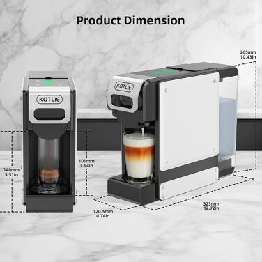 Кавомашина KOTLIE ST-550 Multi-Kapsel: 4-в-1 для Nes Original, Dolce Gusto, Mio та з меленої кави, 19 Bar, 7 рівнів