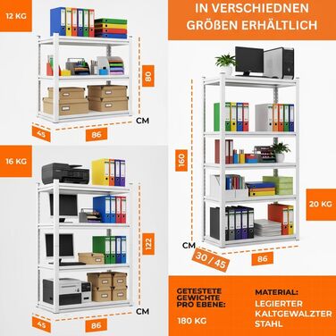 Металевий стелаж з металевими полицями, 5 ярусів, 160x86x45 см. Міцний, швидко збирається, стійкий до плісняви. Ідеально для підвалу та складу.