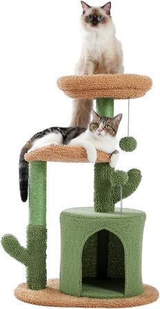 Котяче дерево петепела, 78 см, сучасне кактусове котяче дерево для кішок малого та середнього розміру, котяче дерево з плюшевою печерою, помпоном, сизалевою мотузкою, когтеточкою