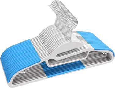 Вішалка для одягу GRANDMA SHARK, пластикова, нековзна, компактна, з органайзером для краваток, гачок на 360 градусів (синя, 20)