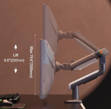 Кріплення для монітора NB Ergonomic Gaming, для широких моніторів 27-50 дюймів, навантаження до 18 кг, VESA 75/100 мм, Gun Black