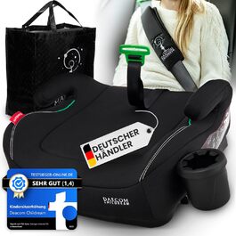 Та Isofix - Дитяче крісло 15-36 кг з підсклянником та накладкою на ремінь - Бустер ідеально підходить для дітей від 15-36 кг (чорний)