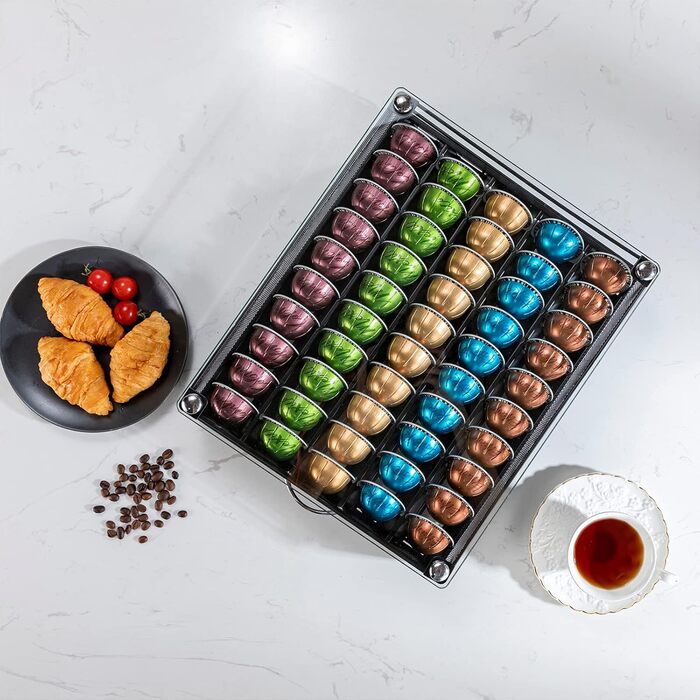 Тримач для капсул Vertuo Rice Rat - 50 капсул, чорний, скляний, сумісний з Nespresso Vertuo