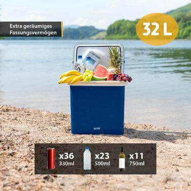 Автомобільний холодильник First Austria 32л з підігрівом, 12/230V, сірий (блакитно-білий) - для кемпінгу та подорожей