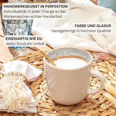 Набір посуду SÄNGER Kreta 30 предметів: тарілки, чашки, миски, для 6 осіб, блакитний, з кремовим, стійкий до подряпин, придатний для миття в посудомийній машині та використання в мікрохвильовій печі