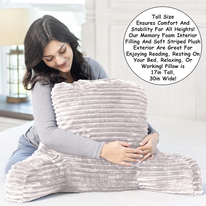 Подушка-гніздо Homie з підставкою для зап'ястя, підлокітниками та спинкою для відпочинку, читання, роботи за ноутбуком та перегляду телевізора (біла) Medium 43x76 см, білий колір