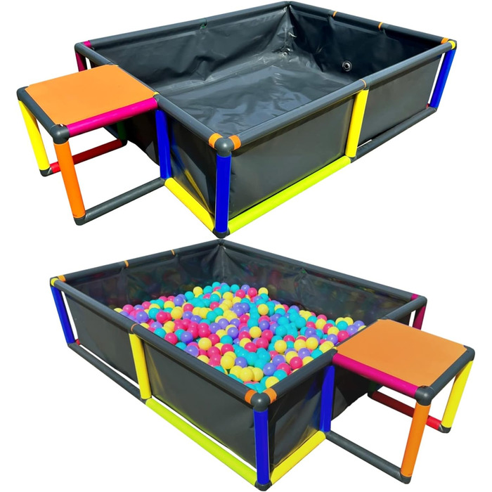 Конструктор басейну з сірим вкладишем для басейну, розміром конструкції 205x165x45 см або наповнений кульками як кульова яма, 875084 -