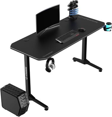 Ігровий стіл ULTRADESK FRAG V3 140x60 см, чорний, сталевий каркас, для 2 моніторів, аксесуари в комплекті