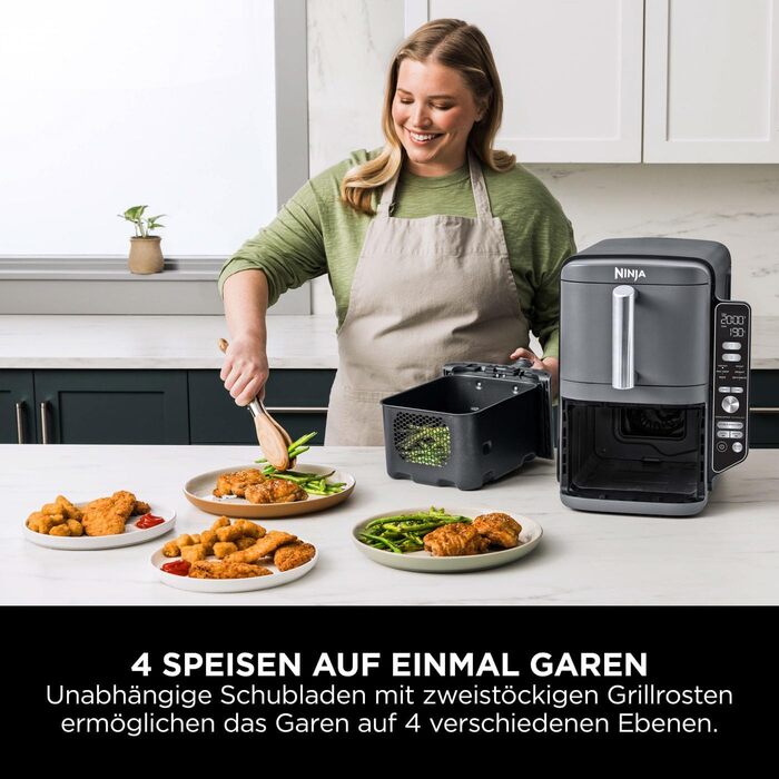 Фритюрниця Ninja Foodi FlexDrawer AF500EUCP: 7-в-1, Dual Zone, Airfryer з подвійними зонами, чорний & мідний колір