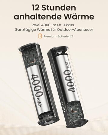 Електричний грівець для рук Gaiatop 8000mAh з LED-ліхтариком (2 шт.), магнітний, 3 швидкості нагріву, для жінок, сім'ї, активного відпочинку, чорний