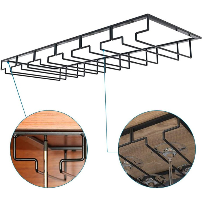 Тримач для келихів TentHome, 6 рядів, з гвинтами для бару, дому, кафе, кухні