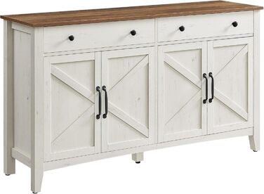 Шафа VASAGLE для кухні, комод з шухлядами, шафа для зберігання з дверцятами, регульована полиця, стиль кантрі, для вітальні, кухні, їдальні, 40 x 140 x 80 см, вінтажний білий + медовий колір BBK381W02