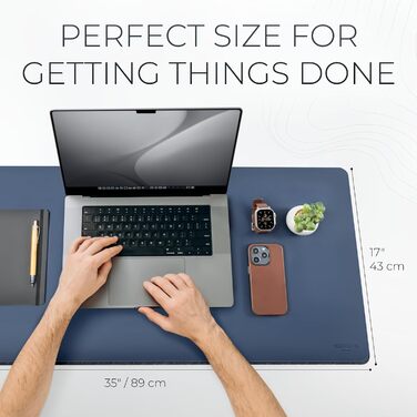 Кілимок для столу Nordik з екошкіри та фетру, великий підкладник під мишу та органайзер для кабелів (Sattelbraun, 89,9 x 43,2 см) — преміум аксесуар для домашнього офісу