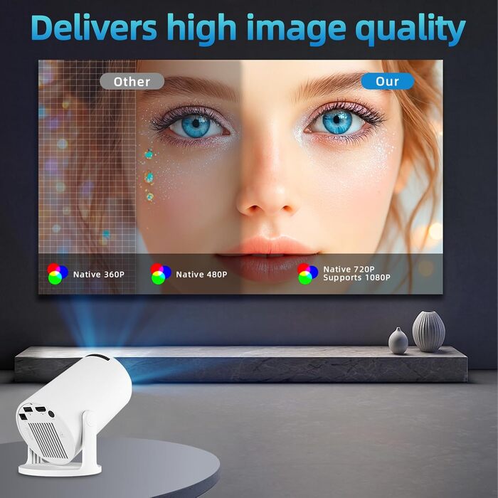 Портативний міні проєктор 4K з Wi-Fi 2.4/5G, Android 11, Full HD 1080P, HDMI, динамік (HY300Pro+)