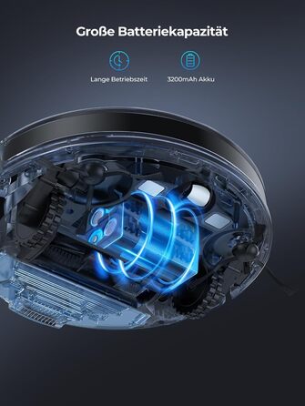 Робот-пилосос Laresar Clean з функцією миття підлоги, станція самоочищення L6 Nex, навігація LiDAR, 3л контейнер, до 180 хв роботи, 3-в-1 (прибирання, миття, пилосос), для видалення шерсті тварин, чорний