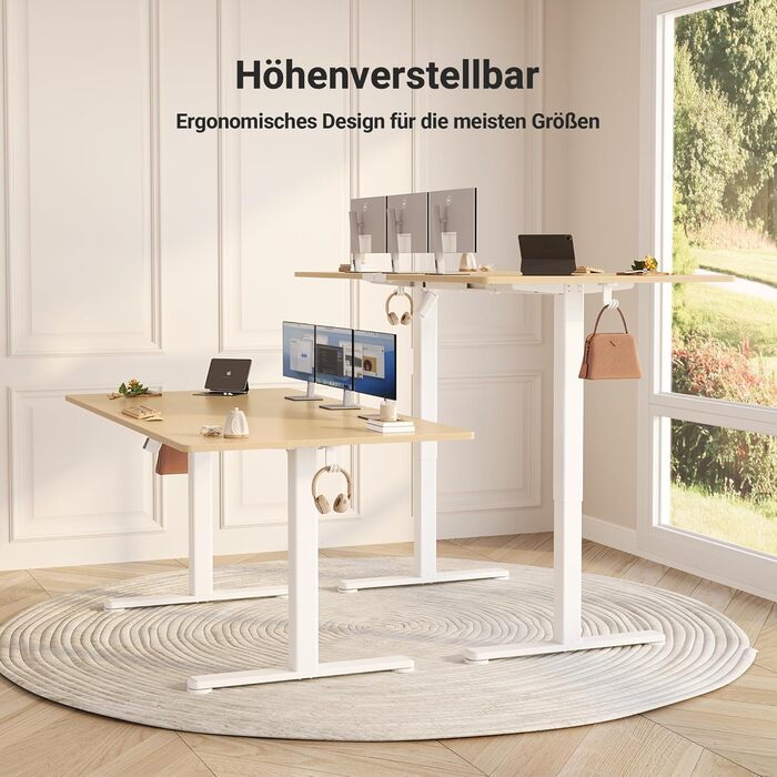 Регульований стіл Claiks 120x60 см: електричний, з пам'яттю, з гачками | Стіл для стоячи/сидячи