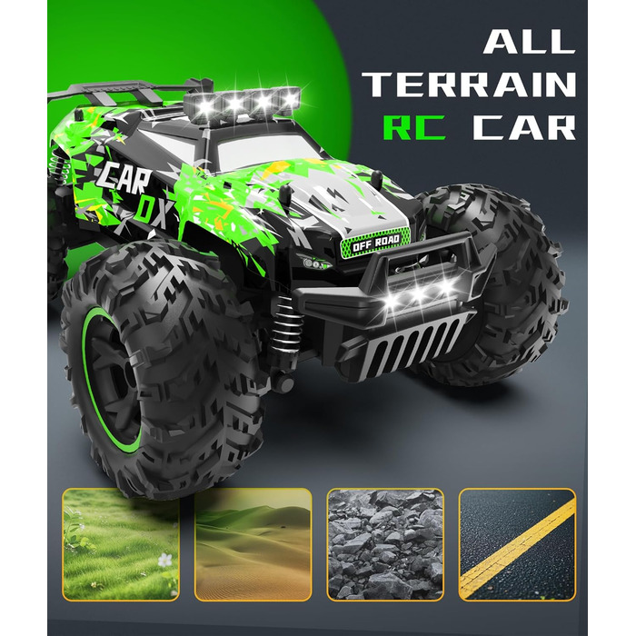 Радіокерований позашляховик Carox 1:18 2.4GHz 25 км/год з підсвічуванням, Monstertruck для гри