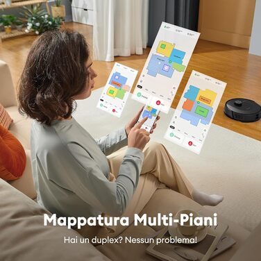 Робот-пилосос Ultenic з функцією миття 6000Pa, LiDAR навігація, 3-в-1, 150 хв роботи, керування через додаток, для шерсті тварин, килимів та твердих підлог D10