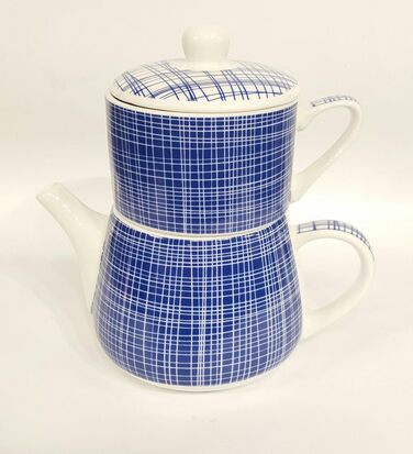 Чай для одного 'Nippon порцеляновий синій з білими лініями/лініями
