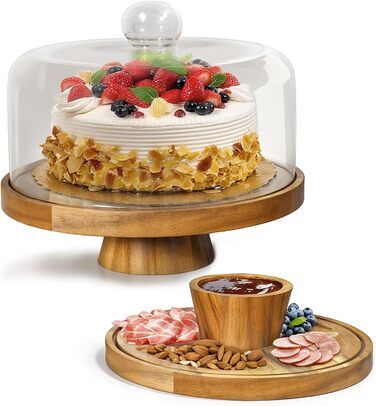 Дерев'яна підставка для тортів з кришкою, 30 см, поворотна, для випічки та декорування