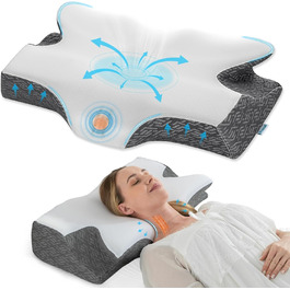 Ортопедична подушка Elviros з піною Memory Foam, ергономічна подушка для шиї, підтримка для спини та бокових сліпців (біла)