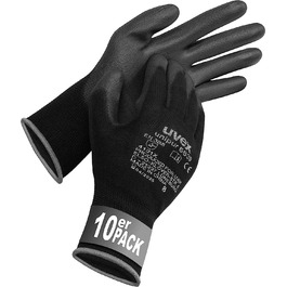 Захисна рукавичка Uvex unipur 6639, 10 пар робочих рукавичок / монтажних рукавичок для чоловіків та жінок, чорна