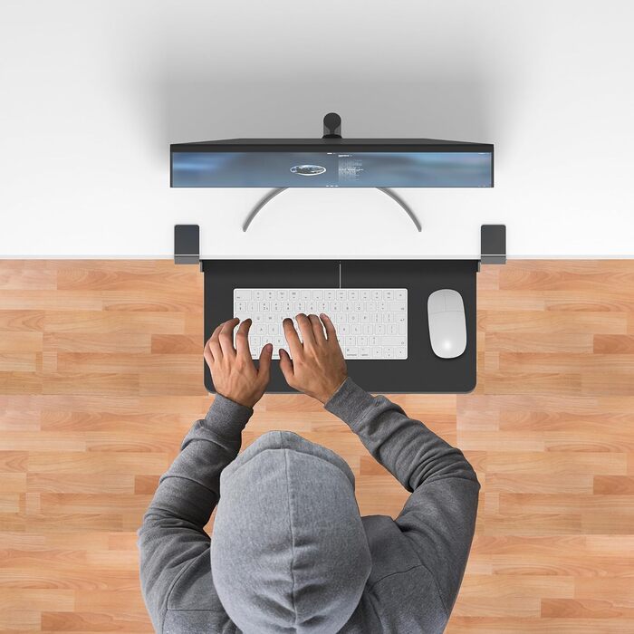 Підставка для клавіатури ETHU, висувна, 50x30 см, з кріпленням C, для монтажу під столом, ергономічна, чорна