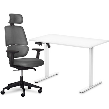 Комплект Mealux PowerDesk Lite White + Leo Air Plus Grey (арт. EVO-201 Lite W/W+Y 546 KBG)