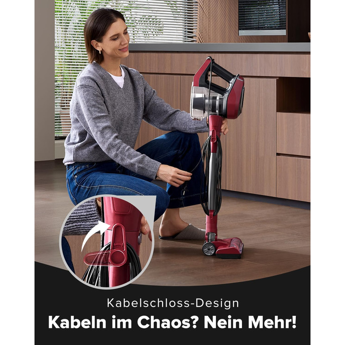 Ручний пилосос Vexilar C8 з кабелем - 600W, 60kPa, 7м кабель, безперешкодна щітка для підлоги, 1.5L безмішковий контейнер для твердих поверхонь, килимів та шерсті тварин