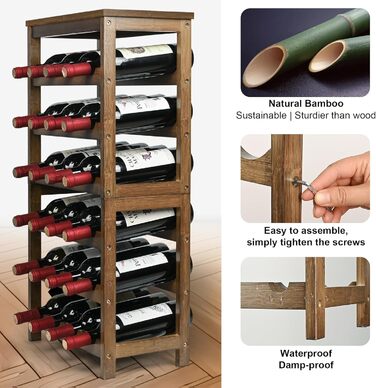Стелаж для вина VASMIA з бамбука, 3-ярусний, на 12 пляшок, білий (горіх)