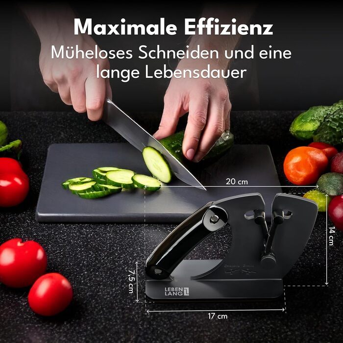 Точилка для ножів LEBENLANG Profi: 15-45 градусів, рухома V-подібна леза для грубого та тонкого заточування ножів та ножиць | Професійна точилка для ножів