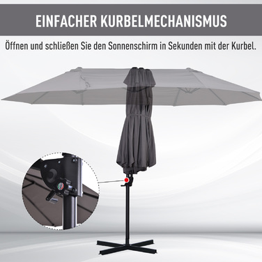 Консольна парасолька Outsunny Double Parasol з регульованою садовою парасолькою Sunshade Metal Dark Grey 440 x 270 x 250 см | Аосом