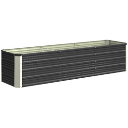 Підвищене грядка зі сталі, садова грядка, ящик для рослин, ящик для квітів, квітковий горщик з рукавичками. Сірий колір, розміри 183 x 47 x 40 см.