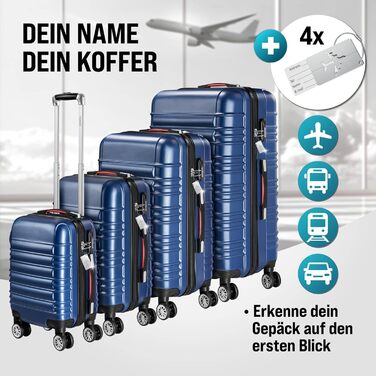 Набір валіз Monzana® 4шт: валіза, органайзер, ваги, ремінь, ручки, колеса, ніжки, блакитний колір. Розміри S, M, L, XL