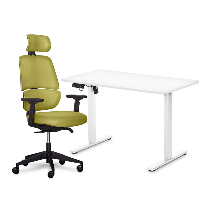 Комплект Mealux PowerDesk Lite White + Leo Air Plus Green (арт. EVO-201 Lite W/W+Y 546 KZ)