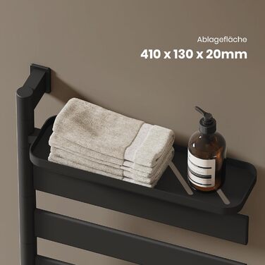 Електричний сушильник для рушників EMKE 180° з полицею, Wifi, 120W, 760x450 мм, чорний